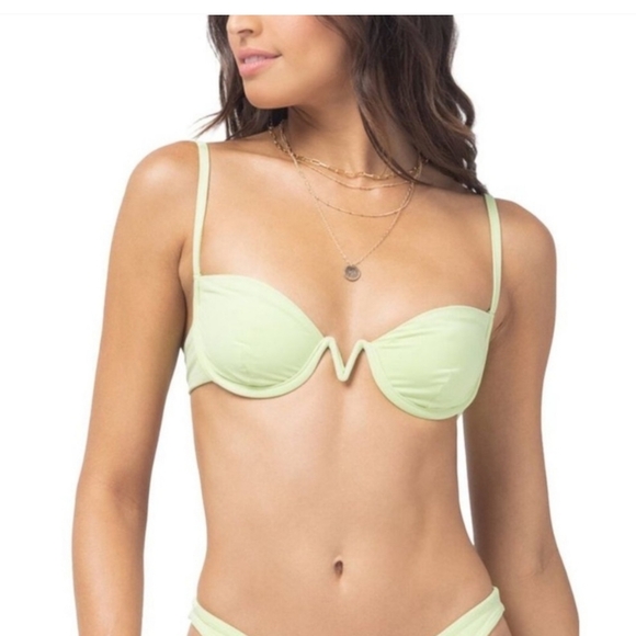 L*Space Nico Underwire Demi Bikini Swimsuit Top in Mojito Green New
